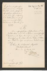k.k. naturhistorisches Hofmuseum, Intendanzakten 1885-1896 (Hauer), Aktenzahl Z.396/1888, Seite 1